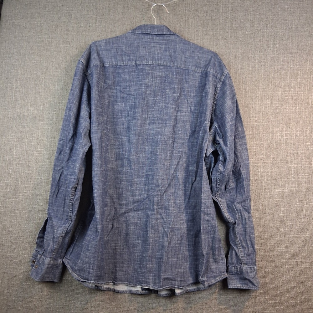 Wrangler Mens Blue Denim Western Snap Button Down Shirt 2XL Long‎ Sleeve 0810 - Picture 6 of 7